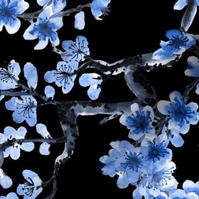 blue sakura on black (large scale)
