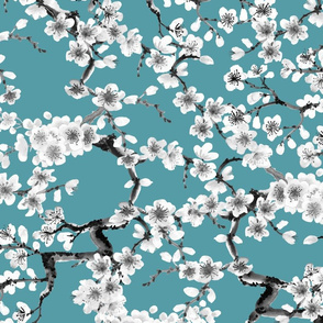 cherry blossom turquoise (large scale)