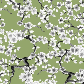 cherry blossom olive green (large scale)