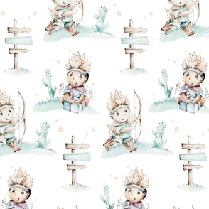 Wild West Watercolor Nursery boys design 4