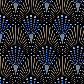 Art Deco Fan (black and blue)