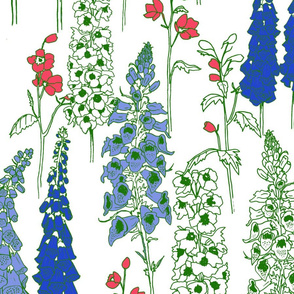 Large Scale Blue & Red May Flowers
