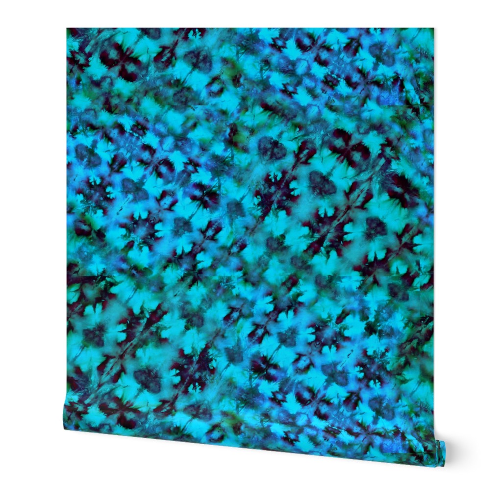 textile-Palm springs tie dye-aqua dk.blue