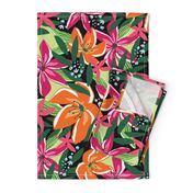 Tropical Floral Black Pink Orange