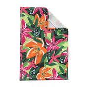 Tropical Floral Black Pink Orange