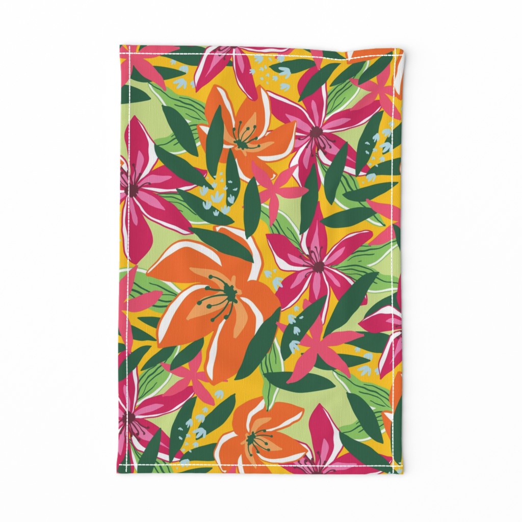 Tropical Floral Orange Pink