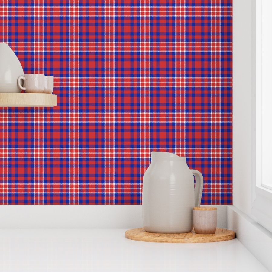 White Blue and Red Plaid Small Scale