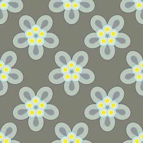 Geometric Flowers - Gray