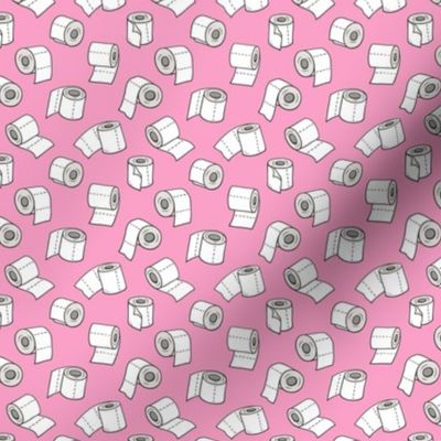 Trendy Toilet Paper Tissue Rolls on Pink Tiny Small