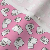 Trendy Toilet Paper Tissue Rolls on Pink Tiny Small