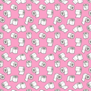 Trendy Toilet Paper Tissue Rolls on Pink Tiny Small