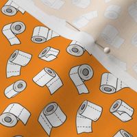 Trendy Toilet Paper Tissue Rolls on Orange Tiny Small