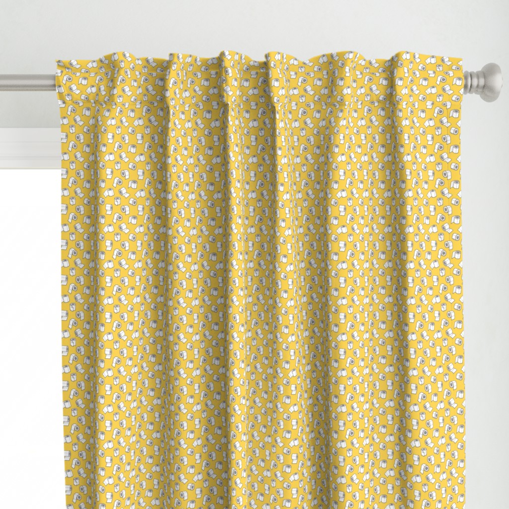 Trendy Toilet Paper Tissue Rolls on Yellow Tiny Small