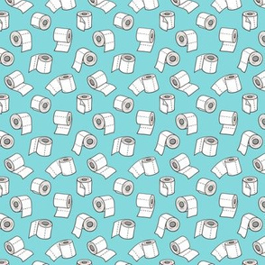 Trendy Toilet Paper Tissue Rolls on Aqua Blue Tiny Small 