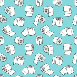 Trendy Toilet Paper Tissue Rolls on Aqua Blue Smaller 1,5 inch