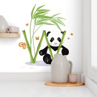 The letter W and Panda, white background