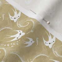 White swallows on gold extra small