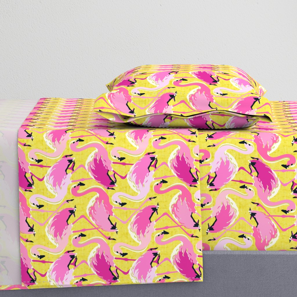 flamingo on yellow