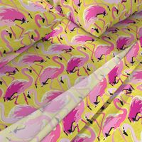 flamingo on yellow