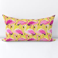 flamingo on yellow