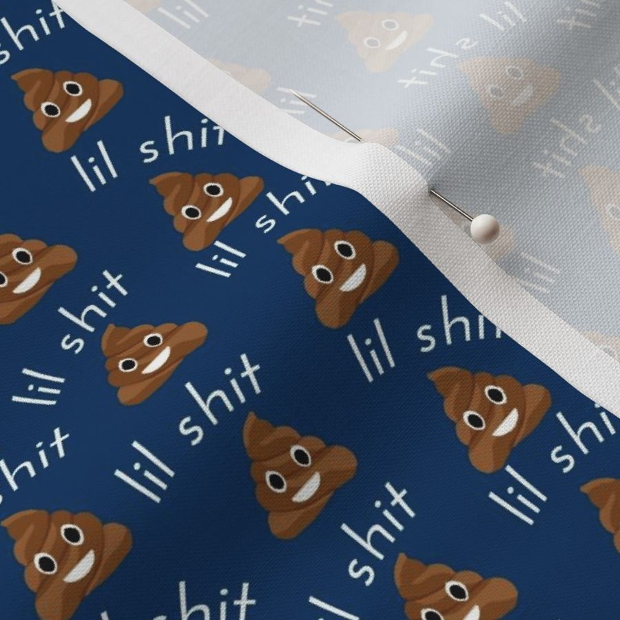 MEDIUM lil sh*t fabric - lil shit fabric, poop fabric, poo emoji fabric - navy