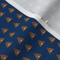 TINY poop emoji cute funny fabric - navy