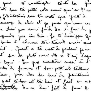 20-03ad Black white French handwriting low volume