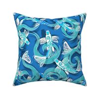 Papercuts | Blue Koi Fish on Solid Blue | Large