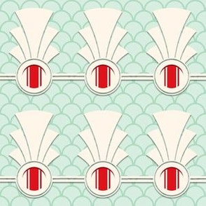 DECO FAN STRIPE (JADITE AND RED)