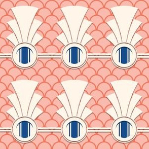 DECO FAN STRIPE (CORAL AND NAVY)