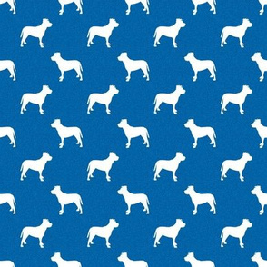 pitbull silhouette fabric - dog silhouette design - classic blue