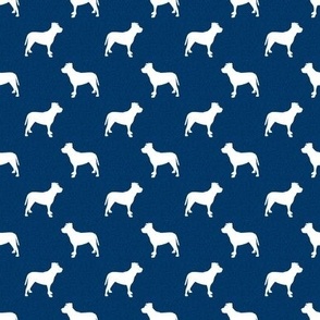 pitbull silhouette fabric - dog silhouette design - navy