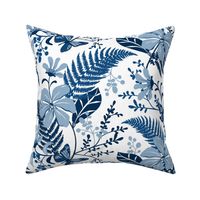Eden - Botanical Floral White and Classic Blue Large Scale