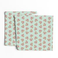 fawn pitbulls fabric - happy pitbull fabric - mint