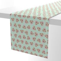 fawn pitbulls fabric - happy pitbull fabric - mint