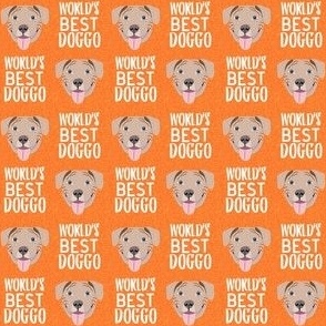 worlds best doggo fawn pitbull - fawn pit bull fabric - dog fabric - orange