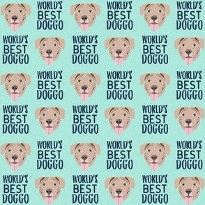 worlds best doggo fawn pitbull - fawn pit bull fabric - dog fabric - mint
