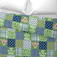 fawn pitbull cheater quilt - cheater quilt, dog quilt, pitbull quilt - blue