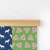 fawn pitbull cheater quilt - cheater quilt, dog quilt, pitbull quilt - blue