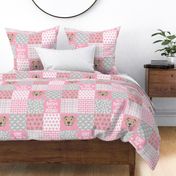 fawn pitbull cheater quilt - cheater quilt, dog quilt, pitbull quilt - pink