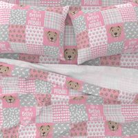 fawn pitbull cheater quilt - cheater quilt, dog quilt, pitbull quilt - pink