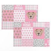 fawn pitbull cheater quilt - cheater quilt, dog quilt, pitbull quilt - pink