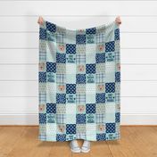 fawn pitbull cheater quilt - cheater quilt, dog quilt, pitbull quilt - navy and mint