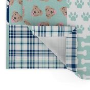 fawn pitbull cheater quilt - cheater quilt, dog quilt, pitbull quilt - navy and mint