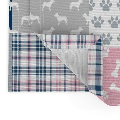 fawn pitbull cheater quilt - cheater quilt, dog quilt, pitbull quilt - navy and pink