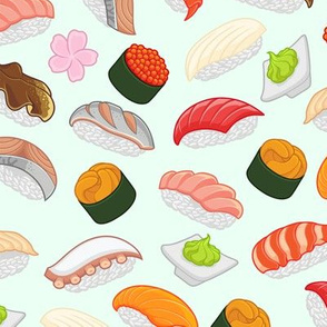 Sushi Food Sushi Roll Japanese Asian Pattern-01