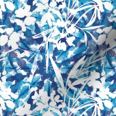 Tie Dye Shibori Floral Navy Blue