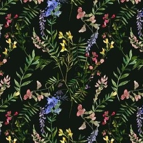 Midsummer Wildflower Tangle - GreenBlack