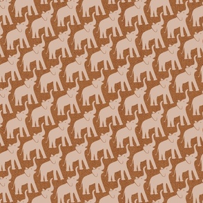 Earth toned happy elephants - medium scale on saddle colored textured background
