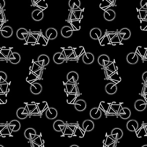 Tandem Bikes Two Seat Bicycles Pattern on Black Background